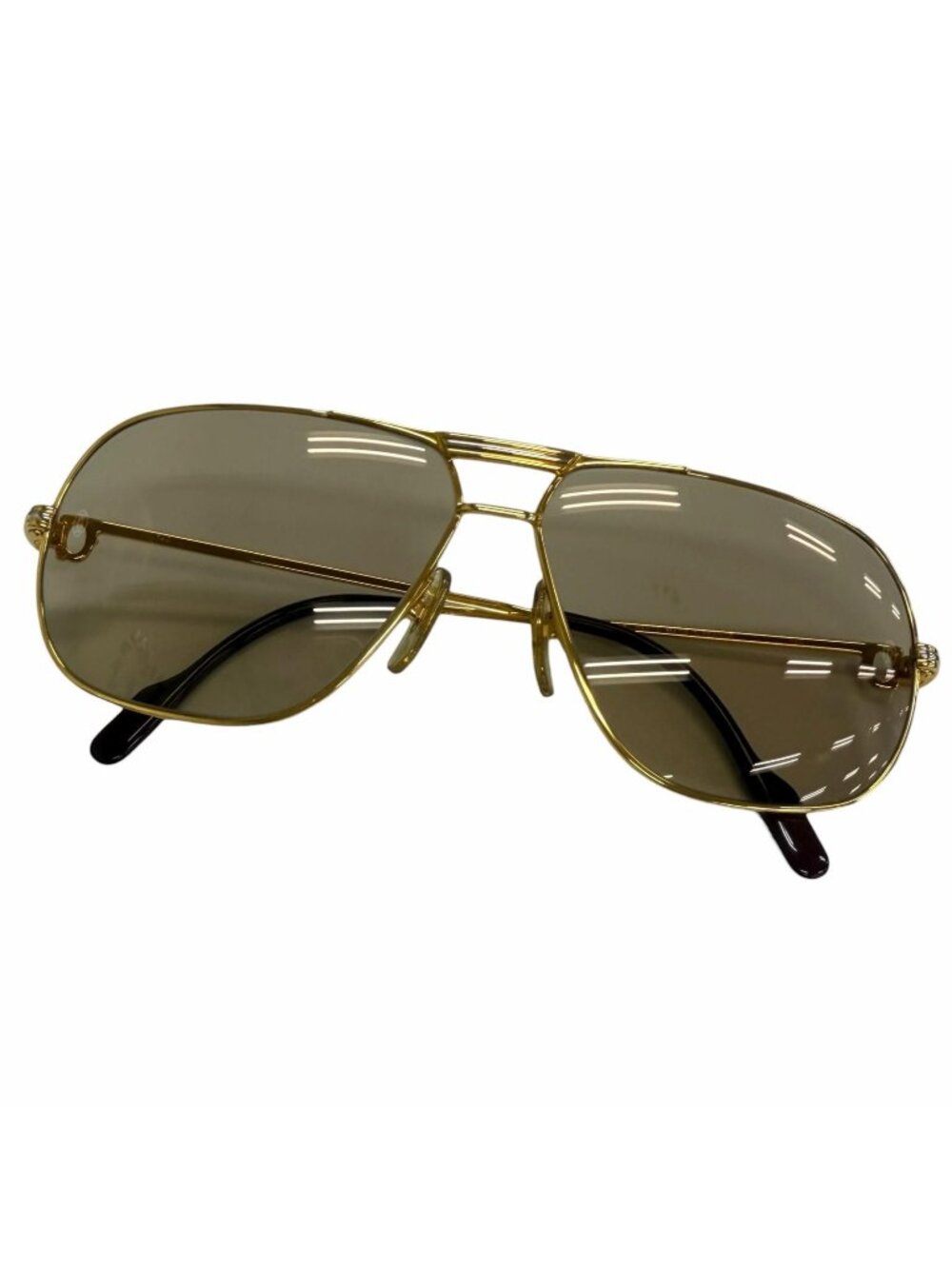 Cartier Vintage Trinity Two Bridge Sunglasses Gold Bordeaux Brown Lens 62